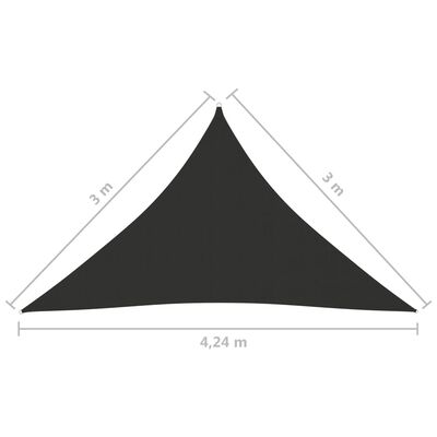 vidaXL Solseil oxfordstoff trekantet 3x3x4,24 m antrasitt