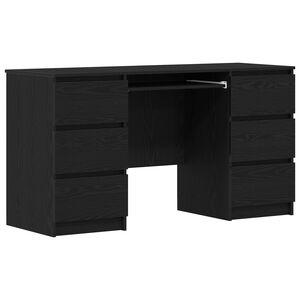 vidaXL Skrivebord med skuff Svart Eik 140 x 50 x 76 cm Konstruert tre