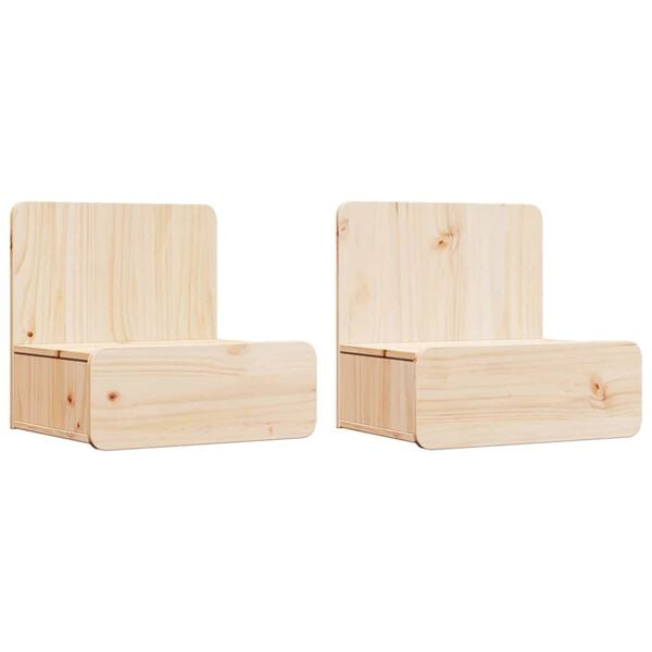 vidaXL Nattbord med skuff 2 pcs Brun 44 x 32,5 x 40 cm Heltre furu