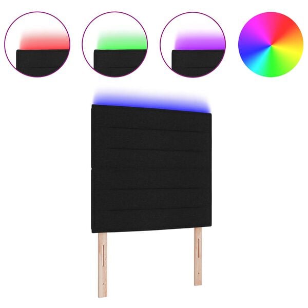 vidaXL LED Hodegavl med LED -stripelys Svart 100 cm Polyester