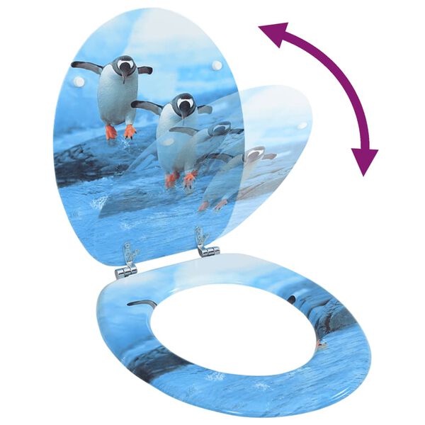 vidaXL WC Toalettsete med lokk MDF pingvindesign