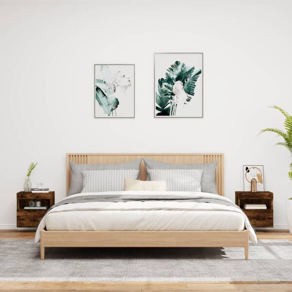 vidaXL TV-benker med LED-lys 2 stk røkt eik 40x30x40 cm