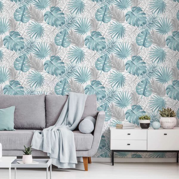 DUTCH WALLCOVERINGS Veggpanel vindusblad blå