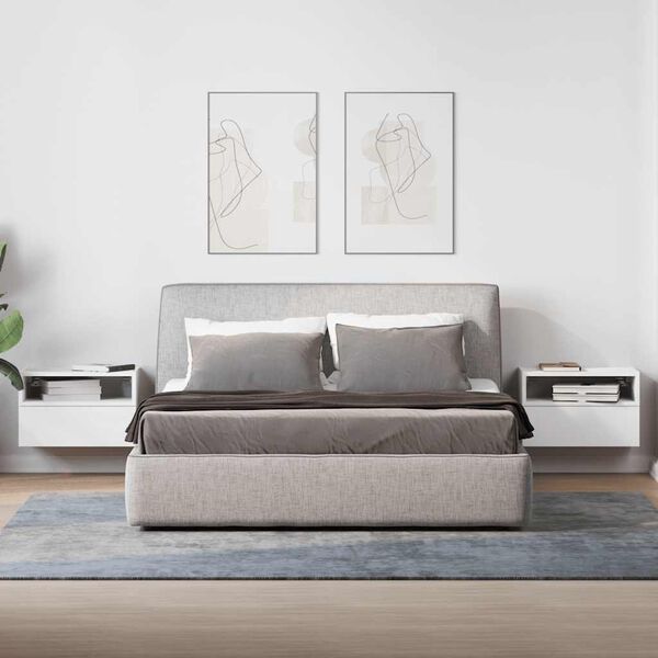 vidaXL Veggmonterte nattbord 2 stk hvit 45x26x28,5 cm