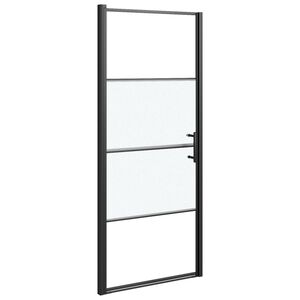vidaXL Dusjdør 81x195 cm halvfrostet herdet glass svart