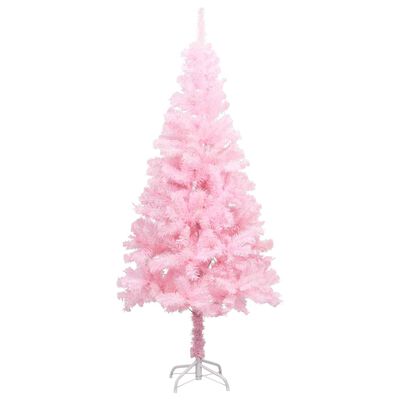 vidaXL Forhåndsbelyst kunstig juletre med kulesett rosa 150 cm PVC