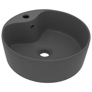 vidaXL Luksuri&oslash;s servant med overl&oslash;p matt m&oslash;rkegr&aring; 36x13 cm keramisk