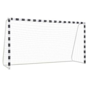 vidaXL Fotballm&aring;l 300x160x90 cm metall svart og hvit