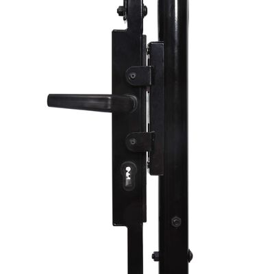 vidaXL Hageport med dobbel dør og spisser stål 3x1,75 cm svart