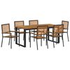 vidaXL Hage Spisegruppe 7 pcs Svart Solid akasietre
