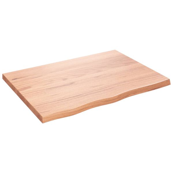 vidaXL Bordplate lysebrun 80x60x(2-4) cm behandlet heltre eik