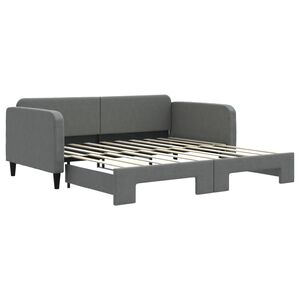 vidaXL Uttrekkbar dagseng m&oslash;rkegr&aring; 90x190 cm stoff