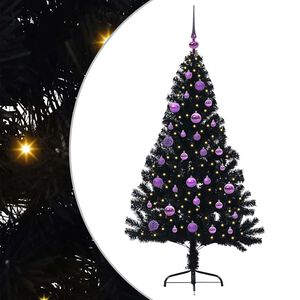 vidaXL Kunstig Forh&aring;ndsopplyst Juletre med 150 LED Svart 150 cm PVC
