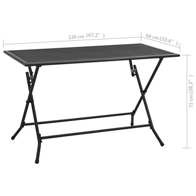 vidaXL Sammenleggbart bord netting 120x60x72 cm stål antrasitt