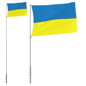 vidaXL Ukrainsk flagg og stang 5,55 m aluminium
