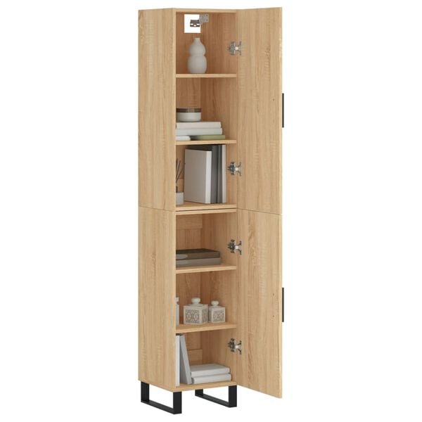 vidaXL Highboard sonoma eik 34,5x34x180 cm konstruert tre