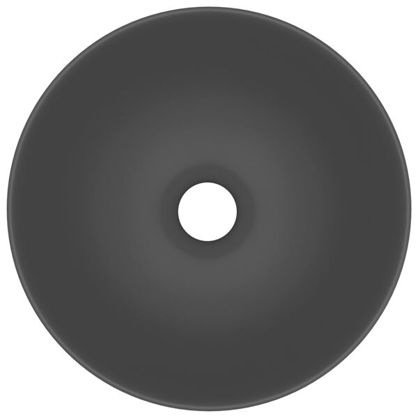 vidaXL Baderomsservant keramisk m&oslash;rkegr&aring; rund