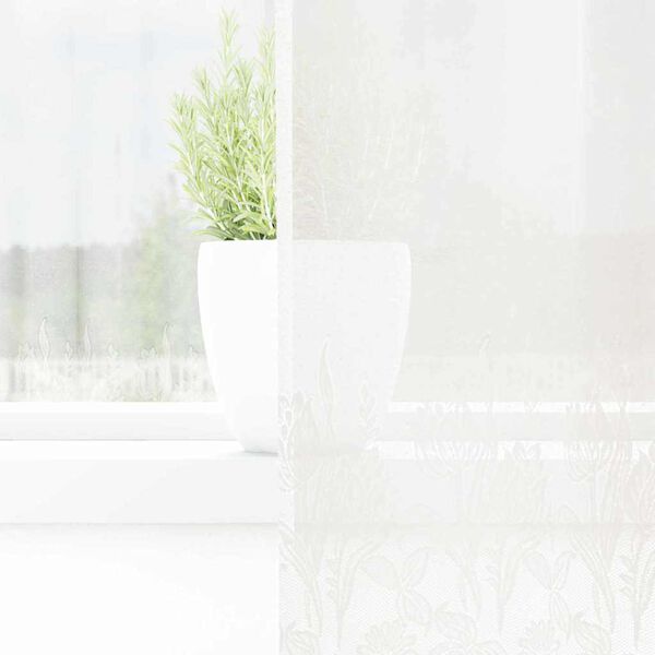 vidaXL Blondegardin med gardiner Blomster Hvit 300 x 150 cm Polyester