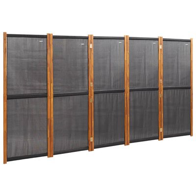 vidaXL Romdeler 5 paneler svart 350x180 cm