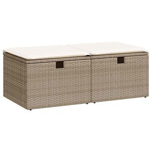 vidaXL Hagesofaer med puter 2 deler beige polyrotting akasie
