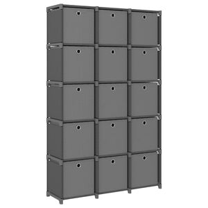 vidaXL Displayhylle med 15 kuber og bokser gr&aring; 103x30x175,5 cm stoff