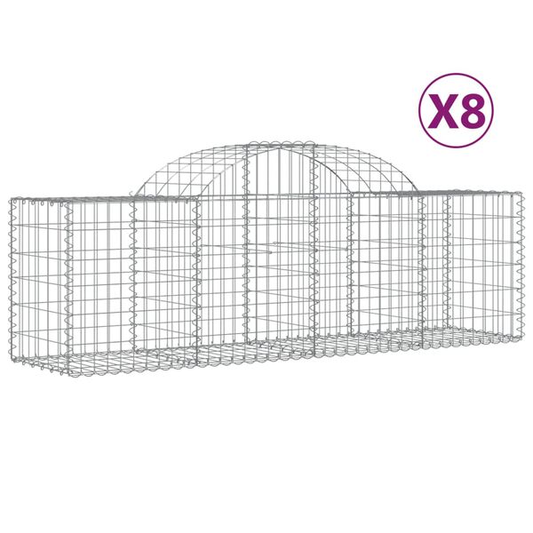 vidaXL Gabionkurver buede 8 stk 200x50x60/80 cm galvanisert jern