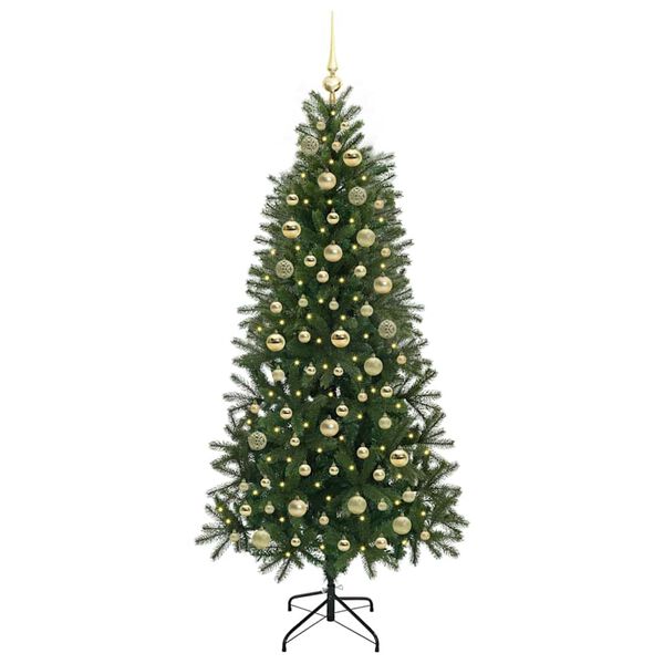 vidaXL Kunstig juletre med 300 LED med stativ gr&oslash;nn 180 cm PE og PVC
