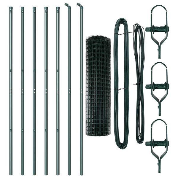 vidaXL Gjerde med stolpe gr&oslash;nn 1,4 x 10 m St&aring;l og PVC