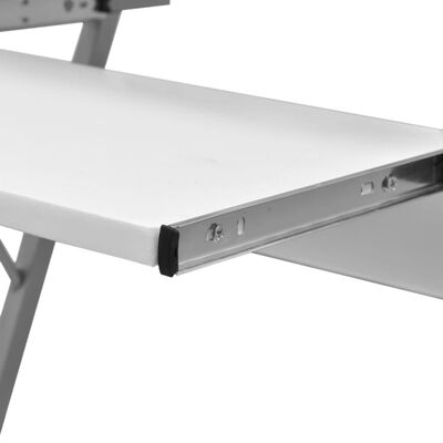 vidaXL Databord med uttrekkbart tastaturbrett hvit