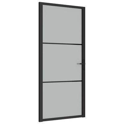 vidaXL Innerdør 93x201,5 cm svart matt glass og aluminium