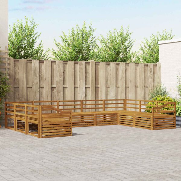vidaXL Sofasett 9 pcs Naturlig Solid akasietre
