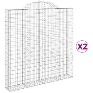 vidaXL Gabionkurver buede 2 stk 200x30x200/220 cm galvanisert jern
