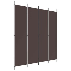 vidaXL Romdeler med 4 paneler brun 200x220 cm stoff