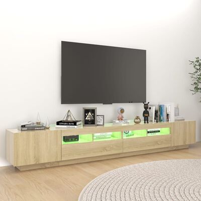 vidaXL TV-benk med LED-lys sonoma eik 260x35x40 cm