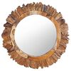 vidaXL Veggspeil 60 cm teak rund
