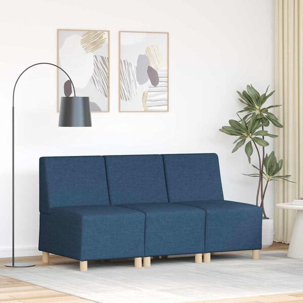 vidaXL Modul Sofa Enhet Armfri 3 pcs Bl&aring; 55 x 74 x 82 cm stoff