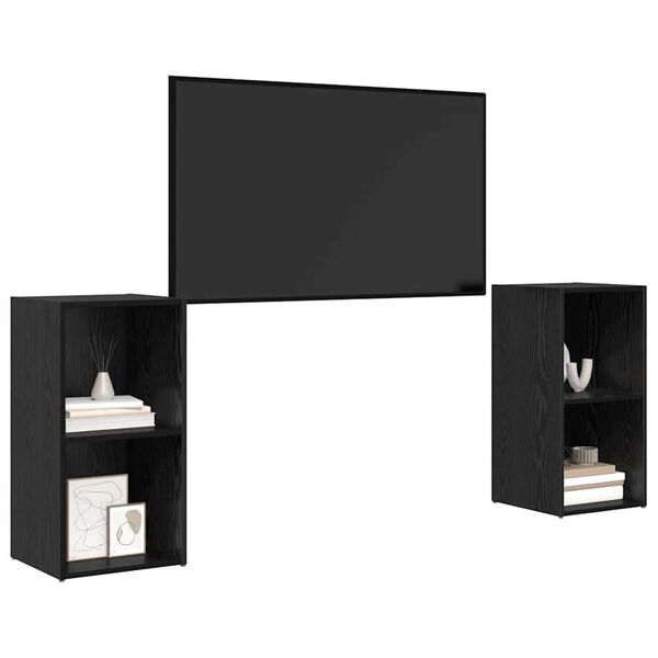 vidaXL TV-benksett 2 pcs Svart Eik 72 x 35 x 36,5 cm Konstruert tre