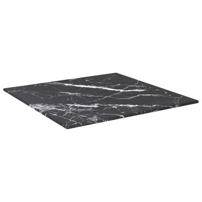 vidaXL Bordplate svart 40x40 cm 6 mm herdet glass med marmor design