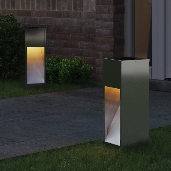vidaXL Solcelle LED Stibelys 2 pcs Galvanisert Galvanisert