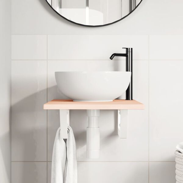 vidaXL Servanthylle veggmontert stål og heltre eik