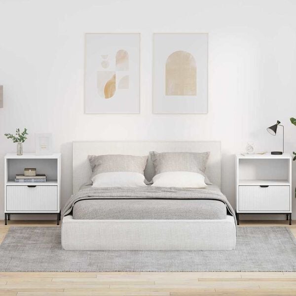 vidaXL Nattbordskap 2 pcs Hvit 49 x 36 x 61 cm Konstruert tre