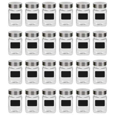 vidaXL Oppbevaringskrukker med etikett 24 stk 300 ml