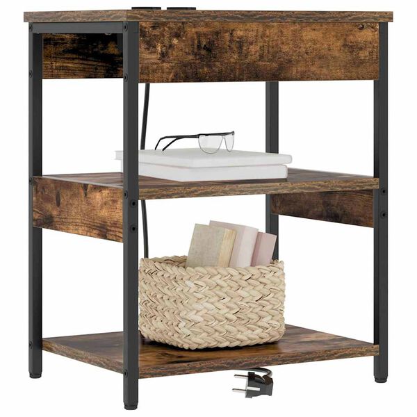 vidaXL Nattbordskap 2 pcs R&oslash;kt eik 41 x 31 x 51 cm Konstruert tre