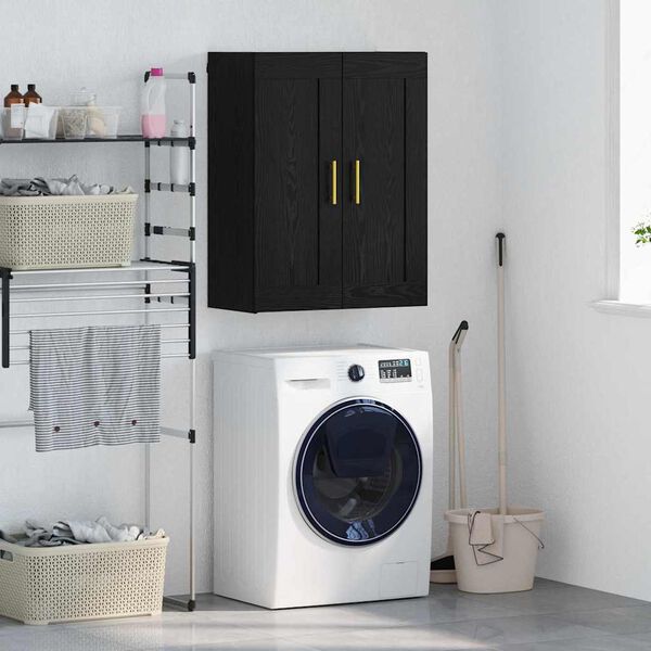 vidaXL Veggskap Svart Eik 69,5 x 34 x 90 cm Konstruert tre