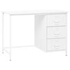 vidaXL Industrielt skrivebord med skuffer hvit 105x52x75 cm st&aring;l