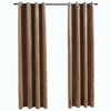 vidaXL Lystette gardiner med ringer 2 stk fl&oslash;yel beige 140x225 cm