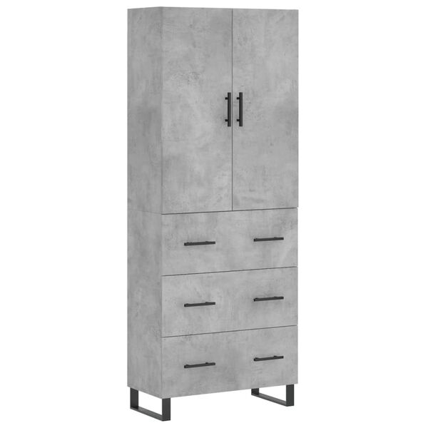 vidaXL Highboard betonggr&aring; 69,5x34x180 cm konstruert tre