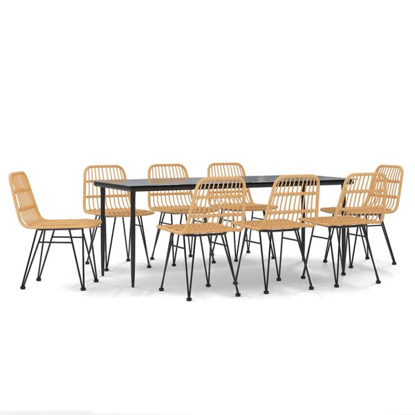 vidaXL Hagespisegruppe 9 deler polyrotting