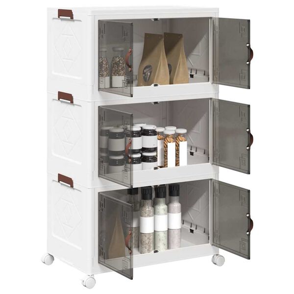 vidaXL Oppbevaringsboks stablebar med hjul 3-lags 75 L 64x39,5x110,5cm