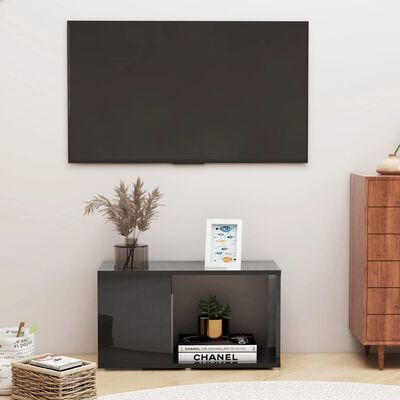 vidaXL TV-benk høyglans svart 60x24x32 cm sponplate